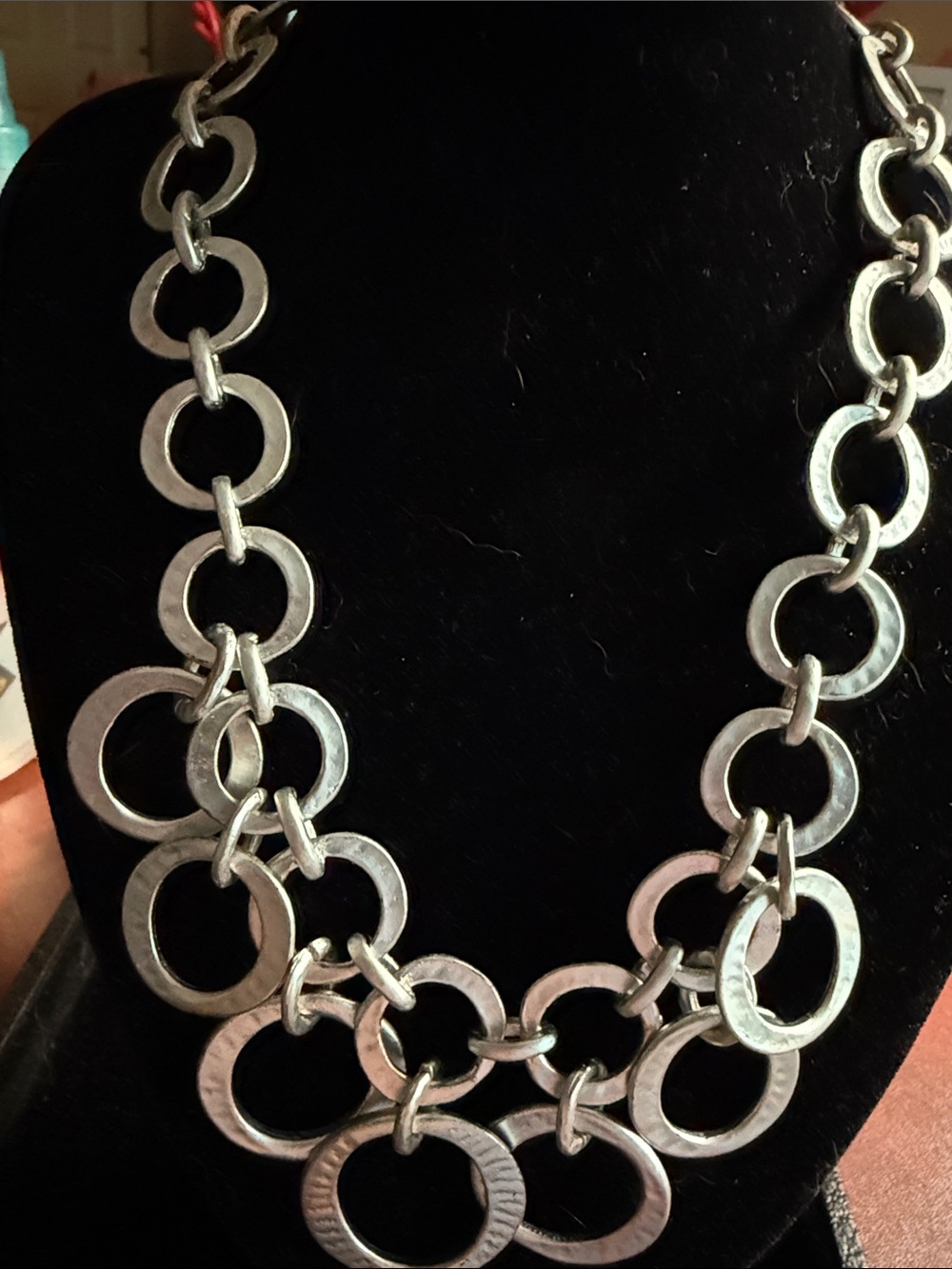 Silver Statement Link Circle Necklace